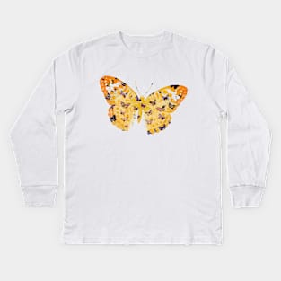 Butterflies on Yellow Background Kids Long Sleeve T-Shirt